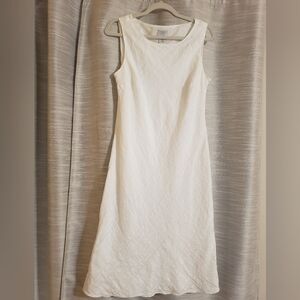 LOFT White Linen Midi Sleeveless Dress - Size 14